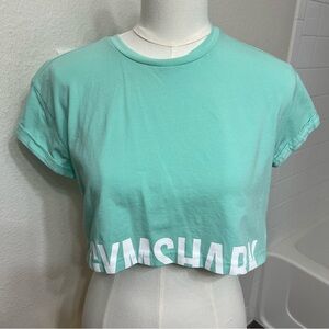 Gymshark light blue crop top tshirt tee short sleeve pastel workout active yoga